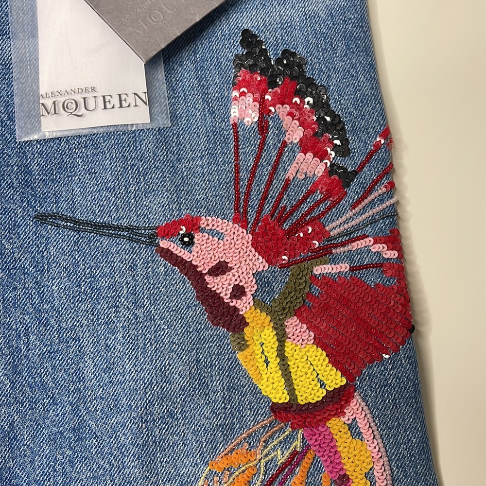 Alexander Mcqueen Obsessions Embroidered Denim Boyfriend Jeans - Picture 7 of 10